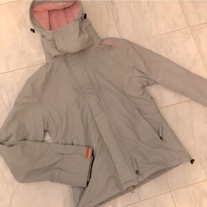 Superdry Japan grey jacket with pink fleece liner.  The windcheater.  EUC!